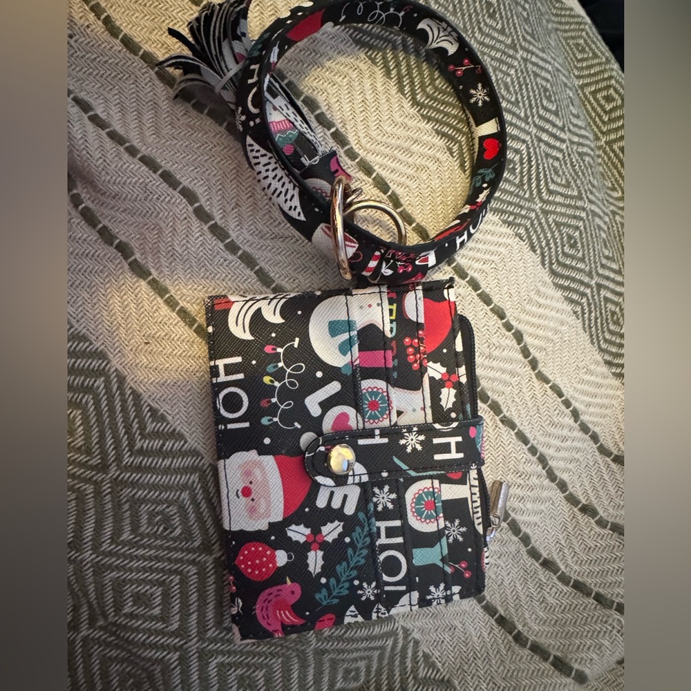 Festive Black and Red Cardholder with Lanyard